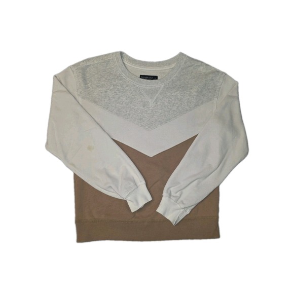 Abercrombie & Fitch Tops - Abercrombie & Fitch Chevron Colorblock Size S Gray White Brown Crewneck...